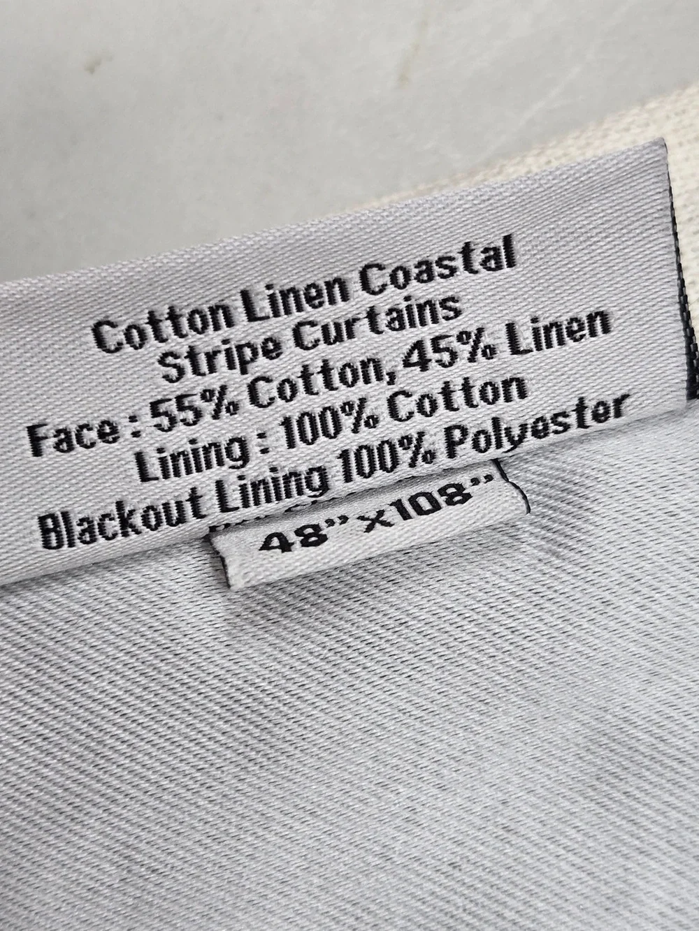 NWT QUINCE Set 2 48x108 Coastal Stripe Linen Cotton True Blackout Curtains 9230